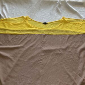 Soprano Yellow and Brown Boxy shear Blouse woman’s size 3X